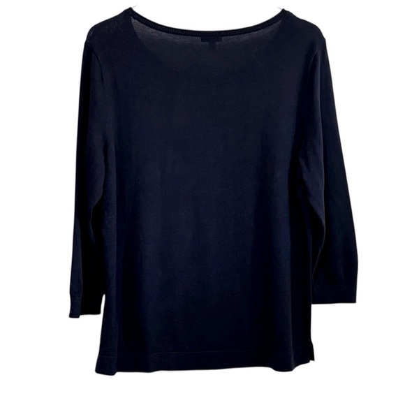 TALBOTS - LG  PETITE - 100% COTTON SUMMER SWEATER - EXC. COND. - NAVY HOT PINKB6 - Picture 3 of 10